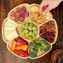 Gamela Petisqueira Tábua Petisco Tipo Bambu MDF FLOWER 29cm Petisqueira com 7 Divisórias para Frios Churrasco Gamela Petisqueira Tábua Petisco Tipo Bambu MDF FLOWER 29cm Petisqueira com 7 Divisórias para Frios Churrasco