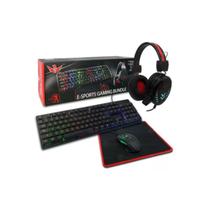 Gamer Kit, teclado e mouse, fone de ouvido com luzes, mousepad