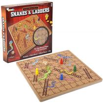 Gamie Wooden Snakes and Ladders Board Game, Conjunto Completo com Tabuleiro, 4 Pegs e 1 Die, Diversão Clássica para Noite de Jogo em Família e Sala de Aula, Melhor Ideia de Presente de Aniversário para Meninos e Meninas