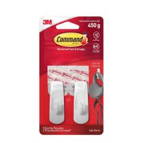 Gancho Adesivo 3M Command 450g Pequeno C/2 Branco