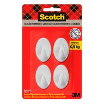 Gancho Adesivo 3M Scotch 1Kg Pequeno Permanente C/4 Branco