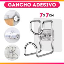 Gancho Adesivo Aço Inox Acabamento Metálico Universal de Parede Multiuso Organizador Autocolante Gancho Adesivo Aço Inox Acabamento Metálico Universal de Parede Multiuso Organizador Autocolante