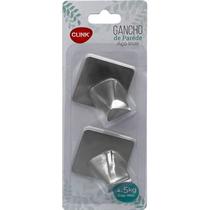 Gancho Adesivo De Metal Inox Parede Com 2 Ganchos Até 1,5kg