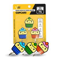 Gancho Adesivo De Parede Cupcake C/3pçs Peso Máximo 2Kg