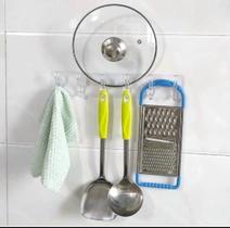 Gancho Adesivo Parede Transparente Multifuncional Autocolante Cozinha Banheiro com 6 gancho