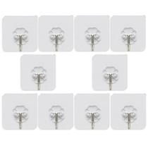 Gancho Adesivo Plástico Kit com 10 Alta fixação Cozinha Banheiro