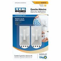 Gancho Adesivo Quartzo M 1,5Kg Branco Com 2 Peças