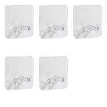 Gancho adesivo transparente de parede kit com 5 unidades 5,9x5,9cm, suporta até 1kg, organizador de cabos e plugues