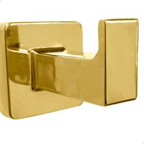 Gancho Cabide Dourado Porta Toalha De Rosto Pendurador Simples Parede Banheiro Acessorio Quadrado Para Lavabo Suporte Multiuso Metal Gold Brilhoso