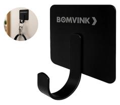 Gancho Cabide Parede Auto Adesivo p/ Toalha e Obejtos 5x4cm Metalico Preto