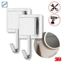 Gancho Cabideiro Cromado Pendurar Parede Adesivo 3M Resistente Aço Porta Toalha Roupas Acessórios