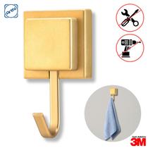 Gancho Cabideiro Dourado Fosco Pendurar Parede Adesivo 3M Resistente Aço Porta Toalha Roupas Acessórios