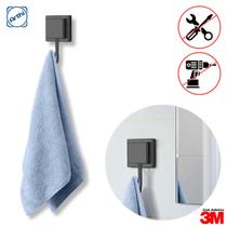 Gancho Cabideiro Unitário De Parede Pendurar Adesivo 3M Preto Fosco