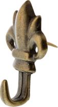 Gancho de armazenamento Hillman 122261 Fleur De Lis Antique Brass 3 unidades