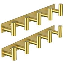 Gancho de armazenamento VAEHOLD Gold Wall Mount, 5 ganchos, pacote com 2 Gancho de armazenamento VAEHOLD Gold Wall Mount, 5 ganchos, pacote com 2