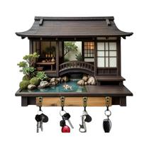 Gancho De Chave De Madeira Estilo Japonês 2D Retrô Multifuncional Para Decoração De Parede De Gancho De Chave De Madeira Estilo Japonês 2D Retrô Multifuncional Para Decoração De Parede De