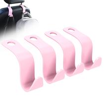 Gancho de encosto de cabeça para assento de carro Flymic, pacote com 4, cabide de armazenamento rosa