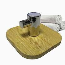 Gancho de Metal e Bambu 6cm Adesivo Saz Util