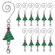 Gancho de Ornamento da Árvore de Natal com S-Hook e Garra de Lagosta - Conjunto de 12 - Árvore de Natal esmaltada verde com Estrela Vermelha - Acessórios de Natal & Sotaques para Ornamentos Suspensos