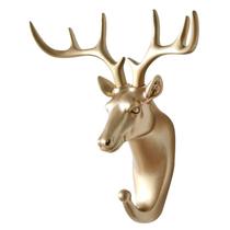 Gancho de parede Creative Gold Deer Head Resin Decorative Gancho de parede Creative Gold Deer Head Resin Decorative
