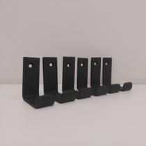 Gancho De Parede De Ferro Industrial 5x7cm Preto 6pçs + Buchas e Parafusos