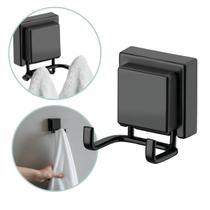 Gancho De Parede Duplo Com Ventosa Sem Furo Preto Fosco Suporte Toalha Roupa