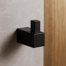 Gancho de Parede Preto Fosco Design Minimalista e Anticorrosão Ideal p/ Toalhas e Roupas WESTING by BSMIX