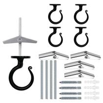 Gancho de teto Evsteluo Heavy-Duty Supports 18 kg preto, pacote com 4 Gancho de teto Evsteluo Heavy-Duty Supports 18 kg preto, pacote com 4