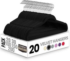 Gancho de veludo Utopia Home, pacote com 20, gancho antiderrapante de 360, preto