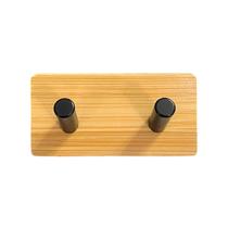 Gancho Duplo De Parede Adesivo Ferro Bambu Organizador 9cm Gancho Duplo De Parede Adesivo Ferro Bambu Organizador 9cm