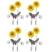 Gancho Duplo Girassol Flor Kit 4 Unidades Bolsa Chapeu Lenço Jardim Borboleta Enfeite Decoraçao Casa Entrada