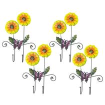 Gancho Duplo Girassol Flor Kit 4 Unidades Chave Lenço Chapeu Bolsa Organizaçao Parede Quarto Casa Entrada Decoraçao Borboleta Jardim Enfeite