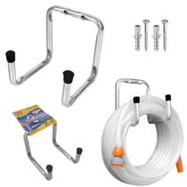 Gancho Duplo Multiuso Parede Pendure Tudo Bicicleta 7,5kg Suporte Aço Zincado Resistente 1/2'' Gancho Duplo Multiuso Parede Pendure Tudo Bicicleta 7,5kg Suporte Aço Zincado Resistente 1/2''