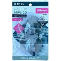 Gancho Mágico Plástico, 2 Peças, Cor Transparente Atlas