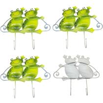 Gancho Metal Duplo Kit 4 Uni Enfeite Sapinho Decoraçao Casa Parede Quarto Pendura Bone Bolsa Chapeu