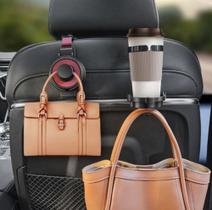 Gancho Multifuncional para Carro 2 em 1 Funciona Como Suporte Para Copos e Suporte para Bolsa