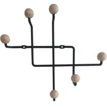 Gancho para Parede Preto Cabideiro Aço e Madeira Micro Steel Wood MS Gancho para Parede Preto Cabideiro Aço e Madeira Micro Steel Wood MS