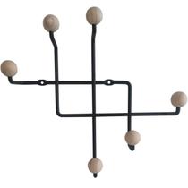 Gancho para Parede Preto Cabideiro Aço e Madeira Micro Steel Wood MS Gancho para Parede Preto Cabideiro Aço e Madeira Micro Steel Wood MS