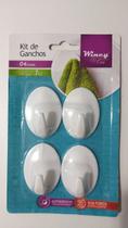 Gancho Plastico Auto Adesivo Com 4 Peças 5x3 Cm Suporta 1 Kg