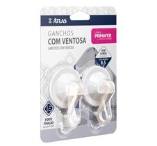 Gancho plastico branco com ventosa 2 pçs - 2583 primafer