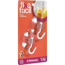 Gancho Plástico com Ventosa. Embalagem com 2 Peças, Cor Transparente, Atlas.