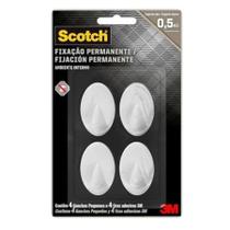 Gancho Scotch 3M Adesivo Pequeno Sem Furos Suporta 0,5Kg 4Un
