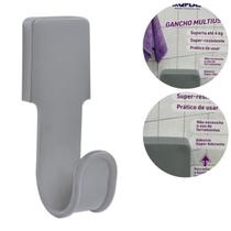 Gancho Suporte Multiuso Prático Cor Cinza Suporta até 4 kg