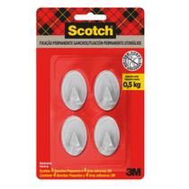 Gancho transparente pequeno scotch 4 ganchos - 3m