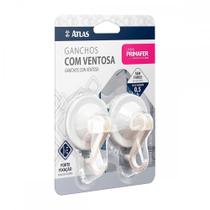 Gancho Ventosa Atlas Primafer Branco 0,5Kg Com 2 Pecas