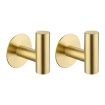Ganchos adesivos Bntuk, pacote com 2 unidades, em aço inoxidável dourado, impermeáveis
