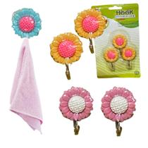 Ganchos Adesivos para Cozinha Sem Prego Flores