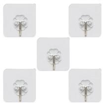 Ganchos Adesivos Plástico Kit com 5 Alta fixação Cozinha Banheiro