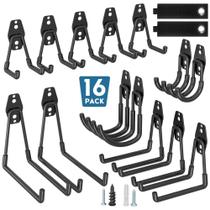 Ganchos de almacenamiento BONTEC de acero resistente, paquete de 16 unidades, recubiertos en negro Ganchos de almacenamiento BONTEC de acero resistente, paquete de 16 unidades, recubiertos en negro
