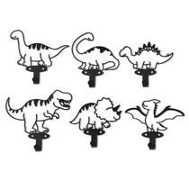 Ganchos de armazenamento OYEFLY Dinosaur Metal, 6 peças, pretos
